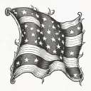 lightly shaded American flag half sleeve with stars at the top and bars hanging down  tattoo design idea