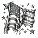 lightly shaded American flag half sleeve with stars at the top and bars hanging down  tattoo design idea