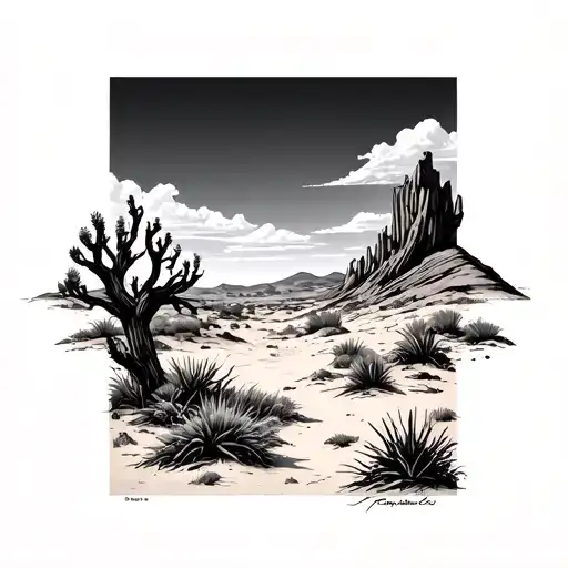 desert landscape tattoo design idea