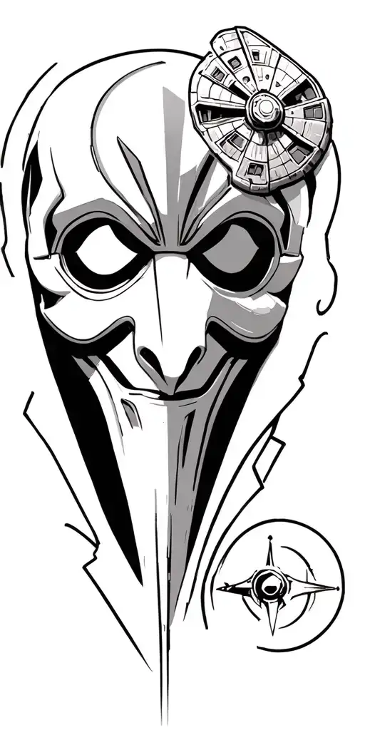 Ghostface mask with the millennium falcon and the anti possession symbol from supernatural  tattoo design idea