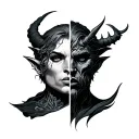 Half Good Half Evil tattoo design idea