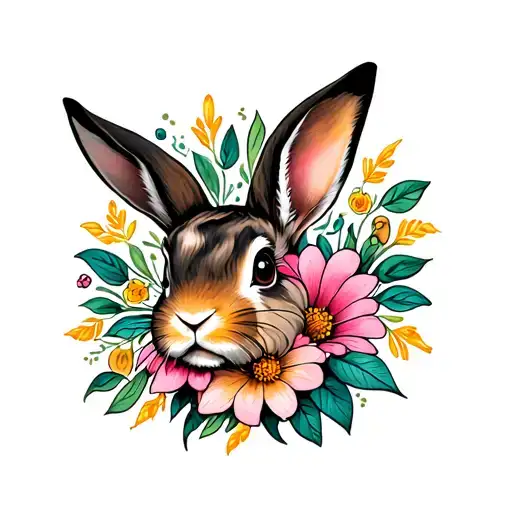 bunny and mornings glory tattoo design idea