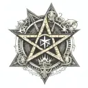 Cryptocurrency Symbols, Pentagram, Satanic, Bitcoin, Crypto, upside down Pentagram, black. ethereum, Bitcoin symbol. tattoo design idea