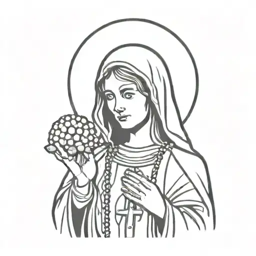 St Mary holding rosary beads tattoo design idea