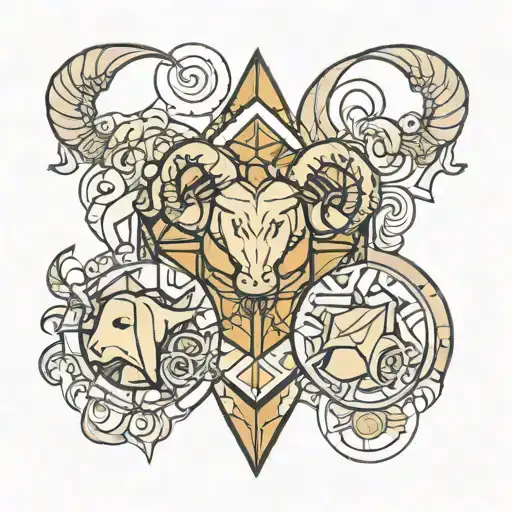 geometric piece featuring Aries, Gemini, and Libra tattoo design idea