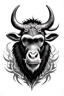 Chinese ox and monkey face morphing tattoo design idea