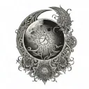 half gothic moon phases tattoo design idea