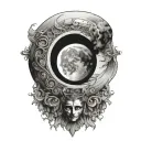 half gothic moon phases tattoo design idea