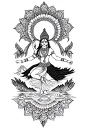 mountains, mandala, nataraja dancing tattoo design idea