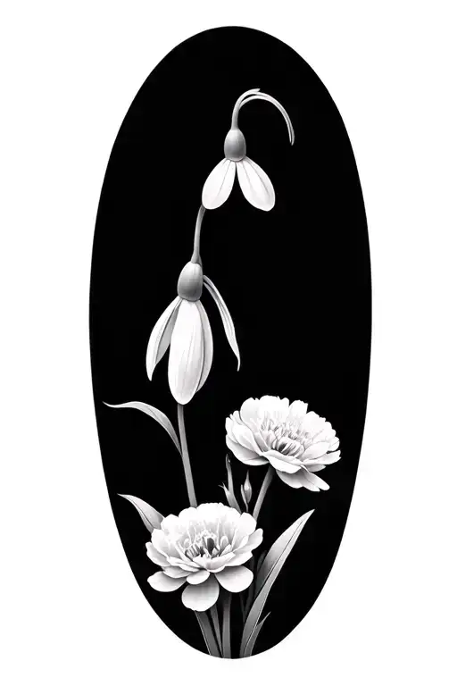 snowdrop and carnation flower tattoo design idea