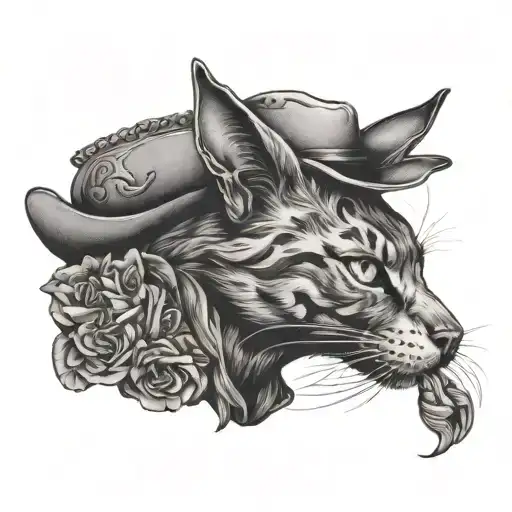 cowboy cat tattoo design idea