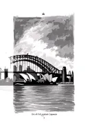sydney city sky line with harbour bridge and opera house infront of the skyline tattoo design idea