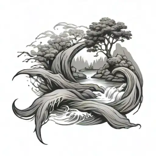 river flowing tattoo design idea