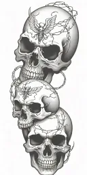angel skull, devil skull, gritt, prison, barbed wire, cross, faith, love tattoo design idea