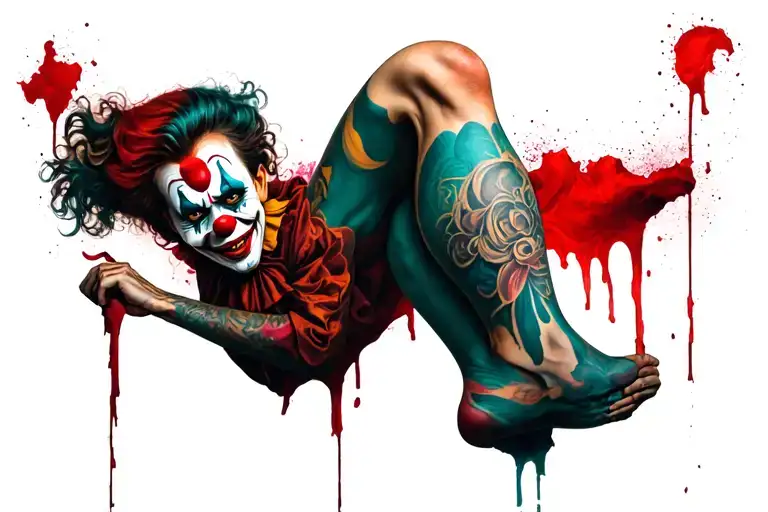 psycho clowns leg tattoo tattoo design idea