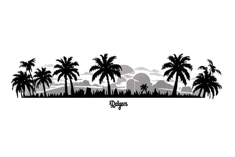 LA dodgers with palm trees tattoo design idea