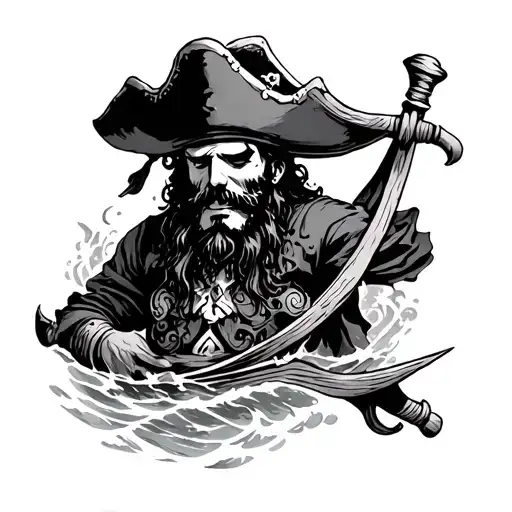 one piece blackbeard pirate tattoo design idea