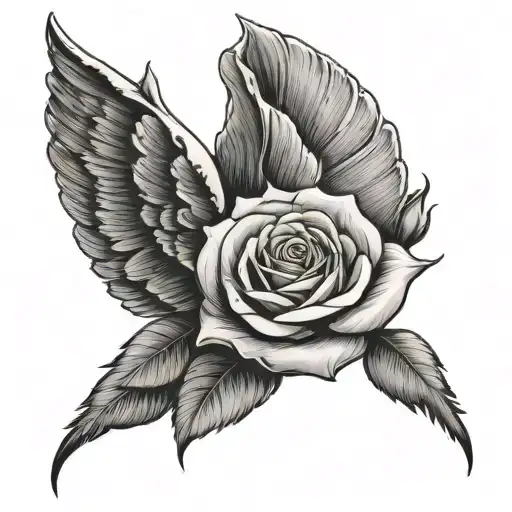 Rose With Angel Wings tattoo design idea