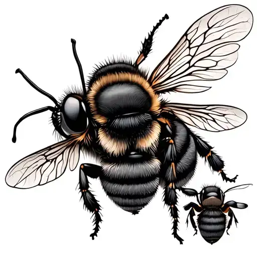 bees and ocean life tattoo design idea