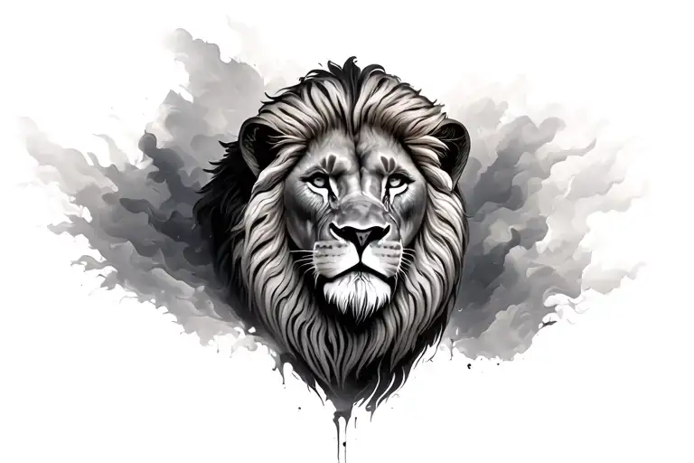 lion head emerging representing imagination tattoo design idea