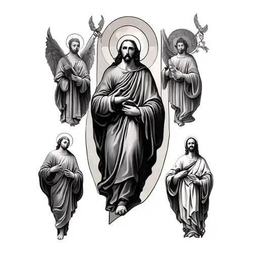 st Anthony and St Jude and St Michael and St Francis tattoo design idea