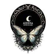 Semicolon butterfly tattoo with the name Adiza Gonzalez as the wings encased in a Capricorns over the outside tattoo design idea