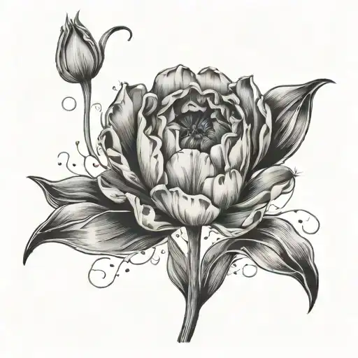 the phrase "we continue to plant tulips in the shadow of fallen atomic bombs" tattoo design idea