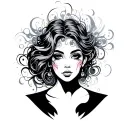 abstract colored lady head tattoo design idea