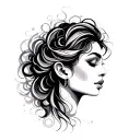 abstract colored lady head tattoo design idea