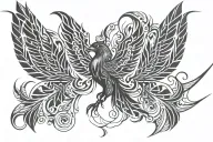 phoenix bird and butterfly emerging tattoo design idea