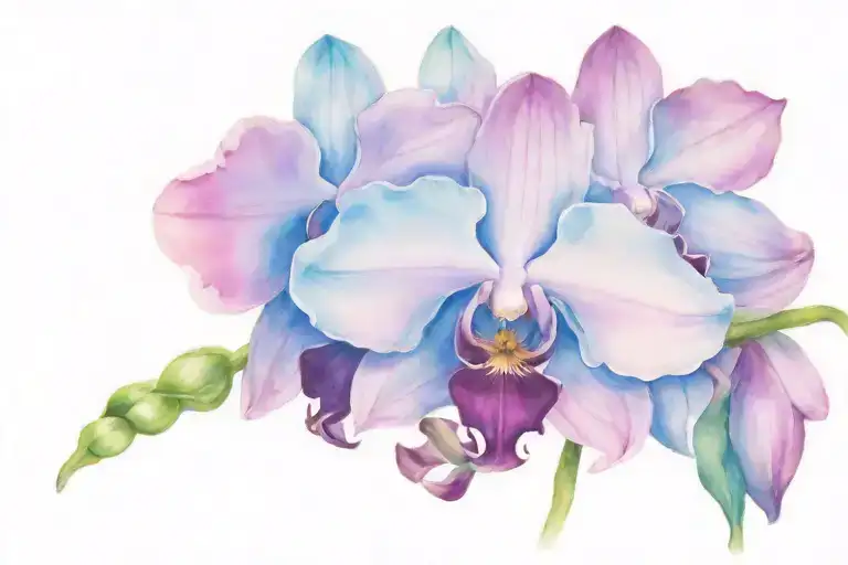 purple orchids tattoo design idea