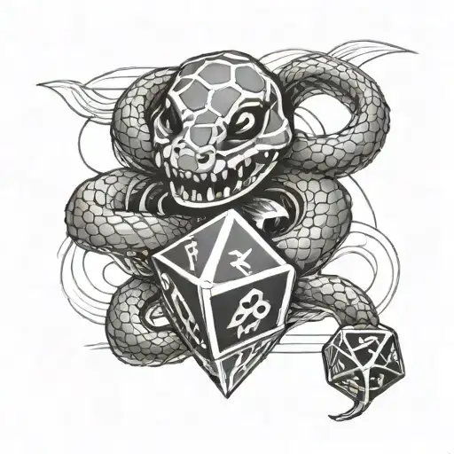 snake wrapped around d20 dice tattoo tattoo design idea