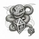 snake wrapped around d20 dice tattoo tattoo design idea