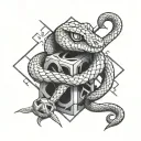 snake wrapped around d20 dice tattoo tattoo design idea