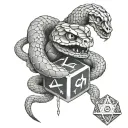 snake wrapped around d20 dice tattoo tattoo design idea