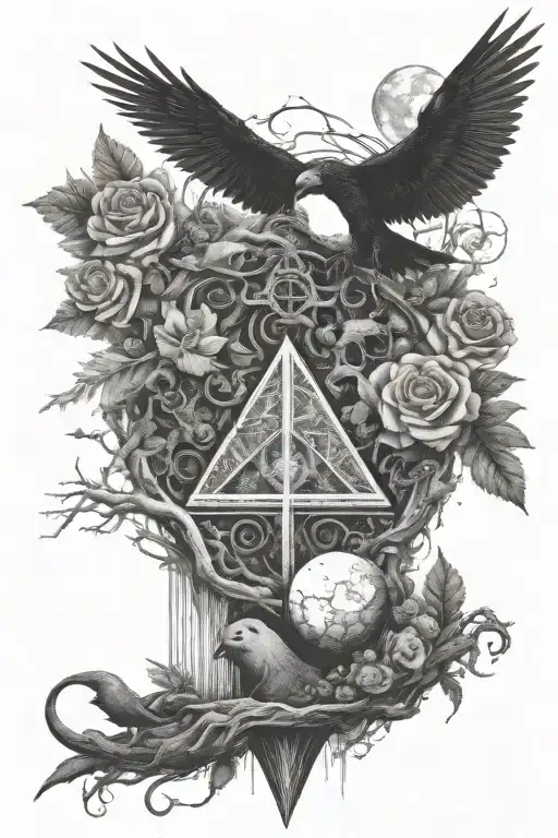 pyramideyeball,,dragon coil,roses,big tree of life,waterfall,moon,whale,nasty,crow, snakes,earth,mushrooms,marijuana  tattoo design idea