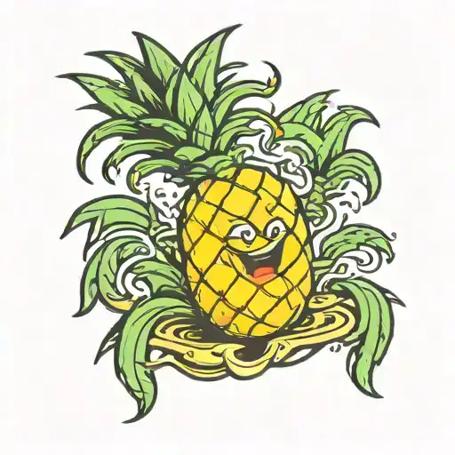 upside down pineapple couldron tattoo design idea