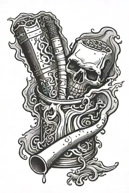 pack of cigarettes melting tattoo design idea