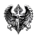 I want a religious tattoo on my chest and left sleeve the tattoo should be like cross Jesus angel wings  tattoo design idea