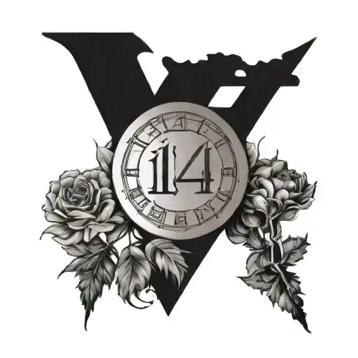 Imagine a tattoo where the numbers 17 and 24 are combined in Roman numerals in a unique way, designed to go on the arm. tattoo design idea