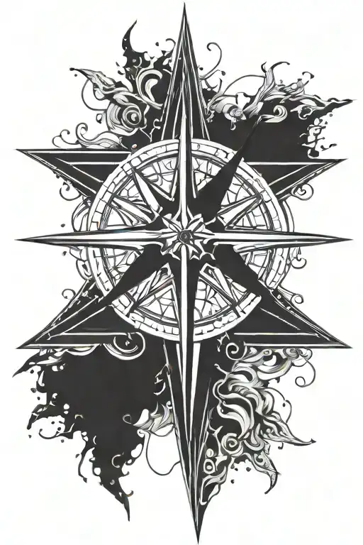 wind rose tattoo design idea