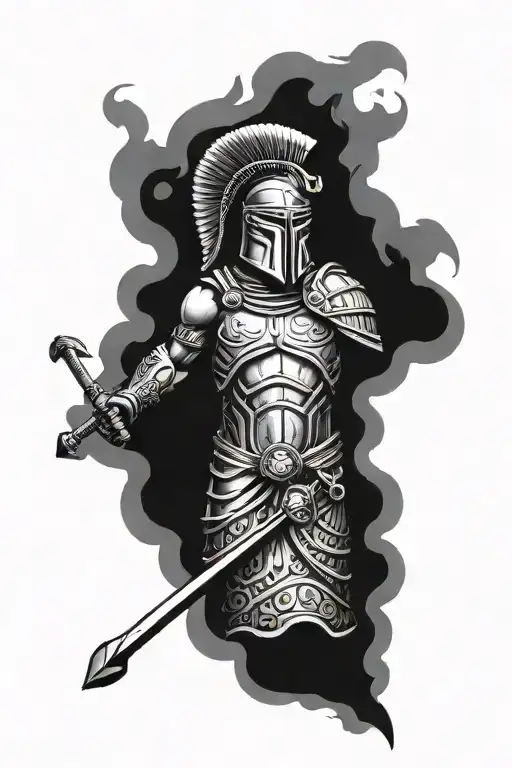 spartan forearm sleeve tattoo design idea