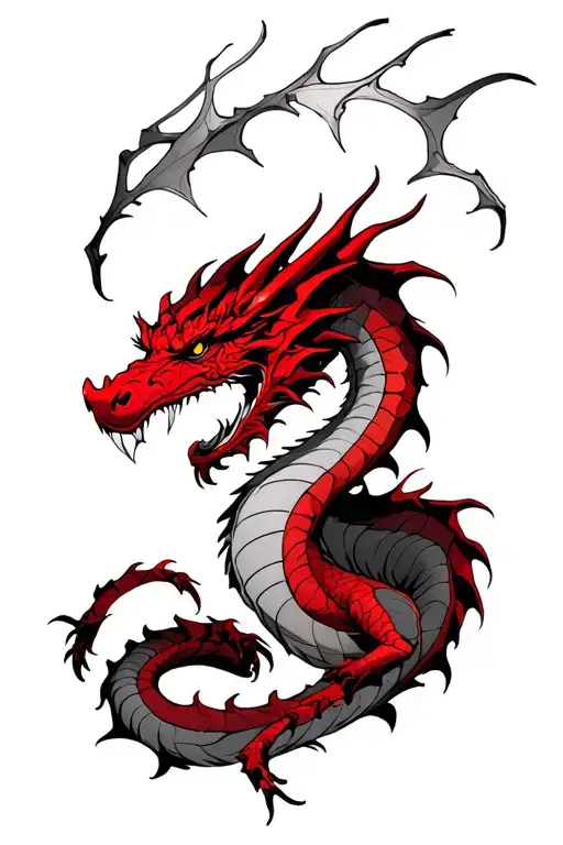 realistic red dragon satanic tattoo design idea