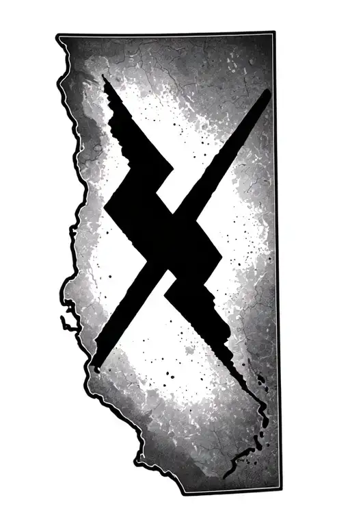 Baja California state outline with slash open wound across the state tattoo design idea