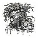 emo, depression, anxiety, darkness, introvert, alone, lonely , suicidal, gothic, sad, african american male, dreadhead tattoo design idea