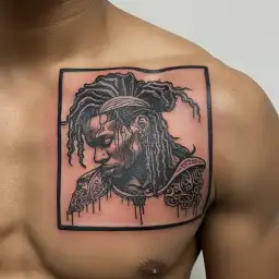 emo, depression, anxiety, darkness, introvert, alone, lonely , suicidal, gothic, sad, african american male, dreadhead tattoo design idea