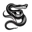 snake (ordinary+snake skeleton) and eyes in the smok tattoo design idea