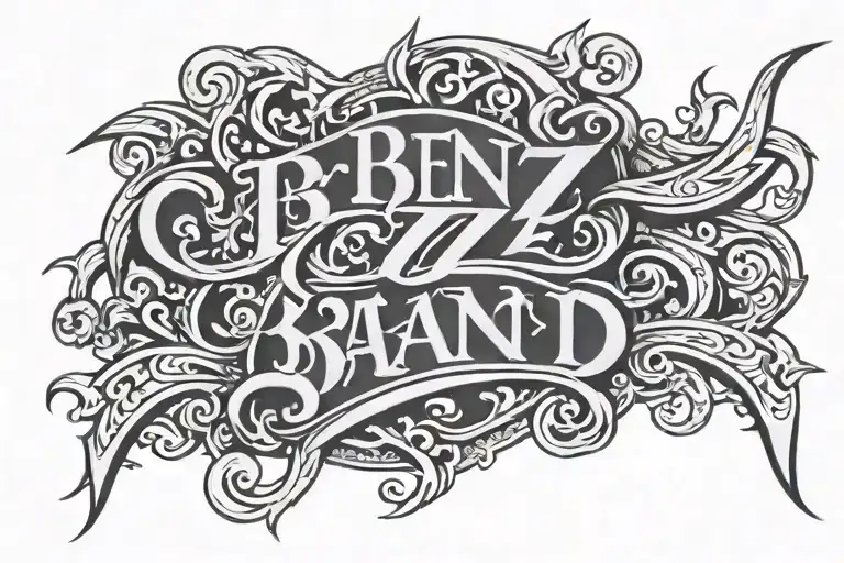 Ben Z Band letters old english tattoo design idea