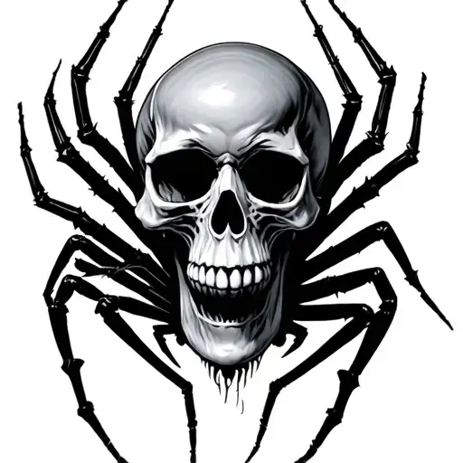 skull and spider tattoo design idea