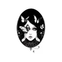 Alice Madness Returns, simple piece, butterflies, facing forward tattoo design idea